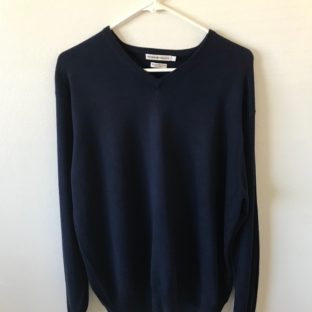 Peter Millar Silk Cashmere Cotton Blend V Neck Sweater Mens Size Large